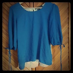 Blue lace back top